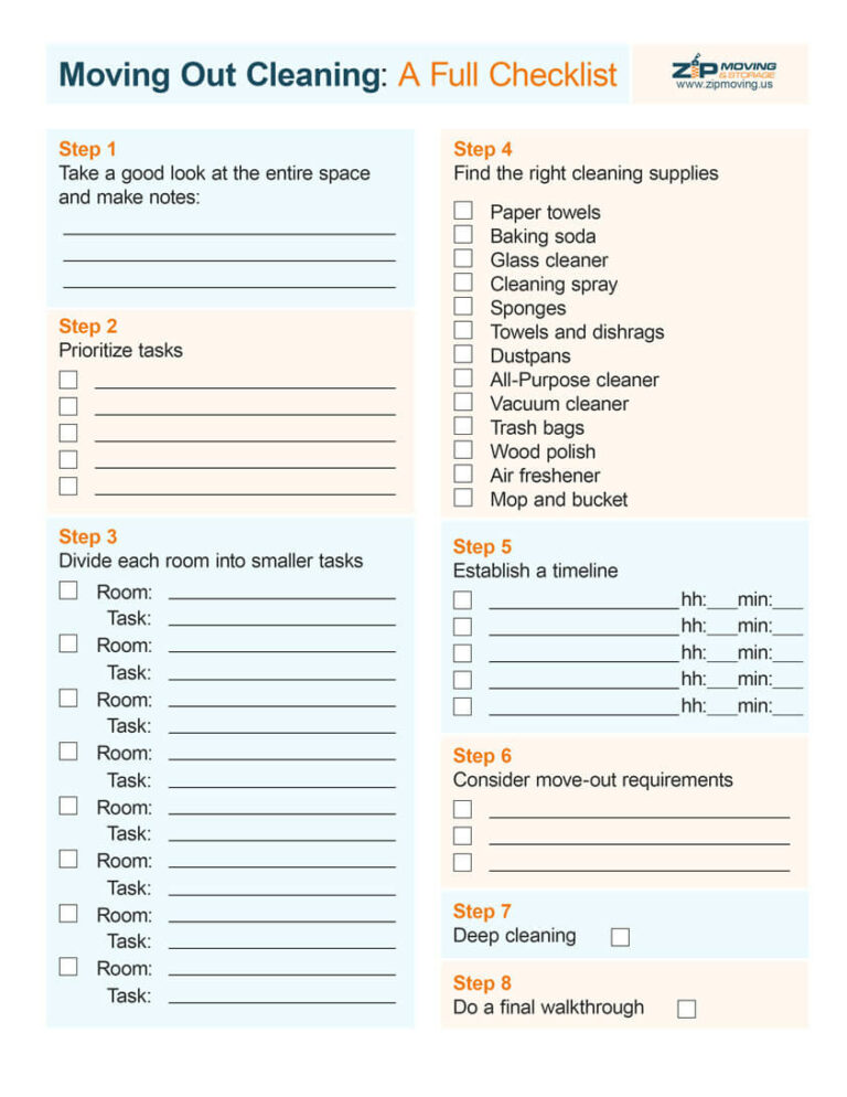 Pre Move Cleaning A Full Checklist Zip Moving And Storage