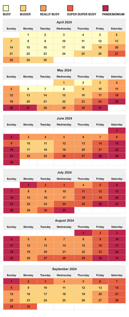 Mobile Moving Seasons Peaks Calendar 2024
