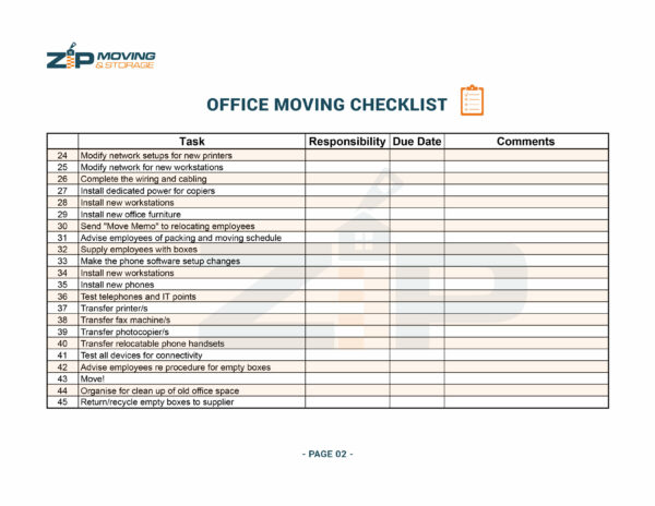 Download Office Moving Checklist Page 01