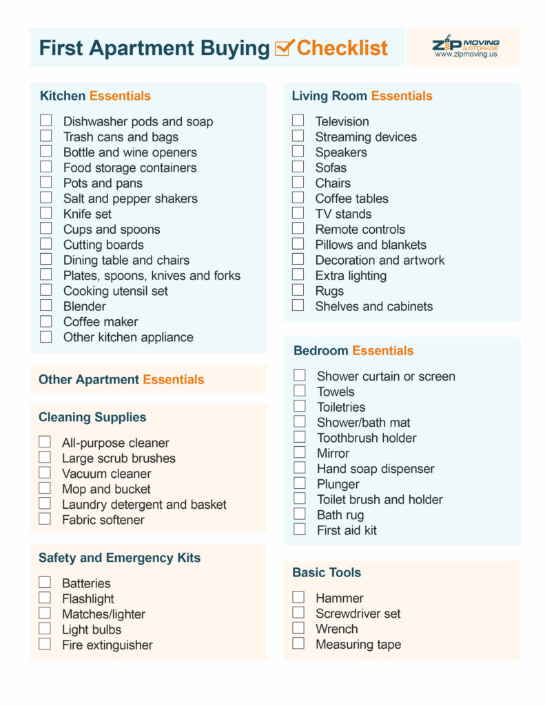 First Apartment Buying Checklist | Zip Moving and Storage